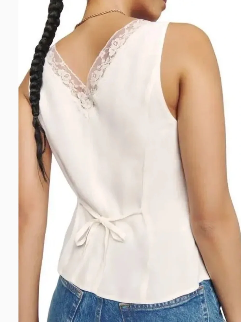 Reformation Cristina Sleeveless Blouse Ivory New - Picture 3 of 15